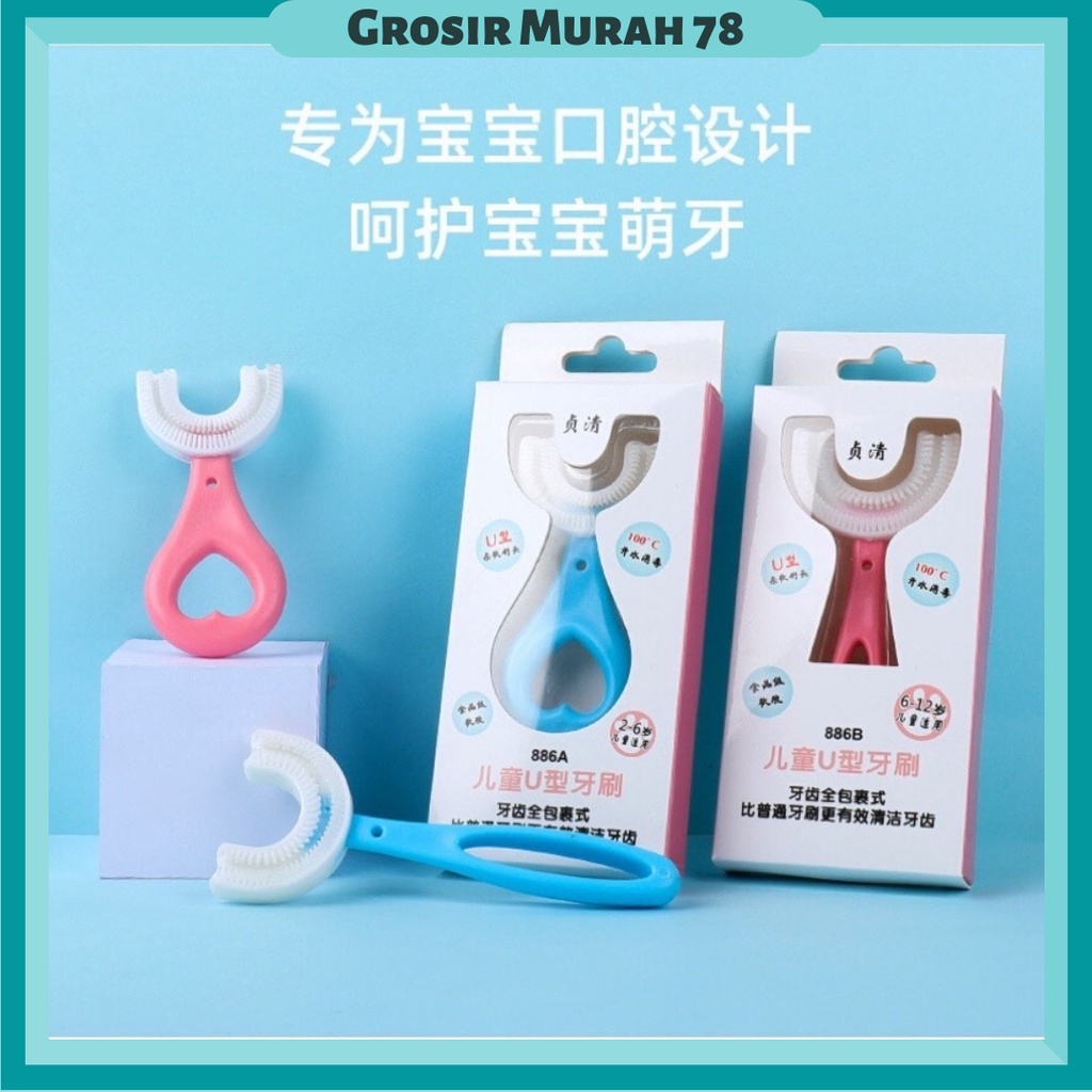 Sikat Gigi Anak Bentuk U / Sikat Gigi Anak Silikon BPA FREE / Sikat Gigi Bayi Bentuk U