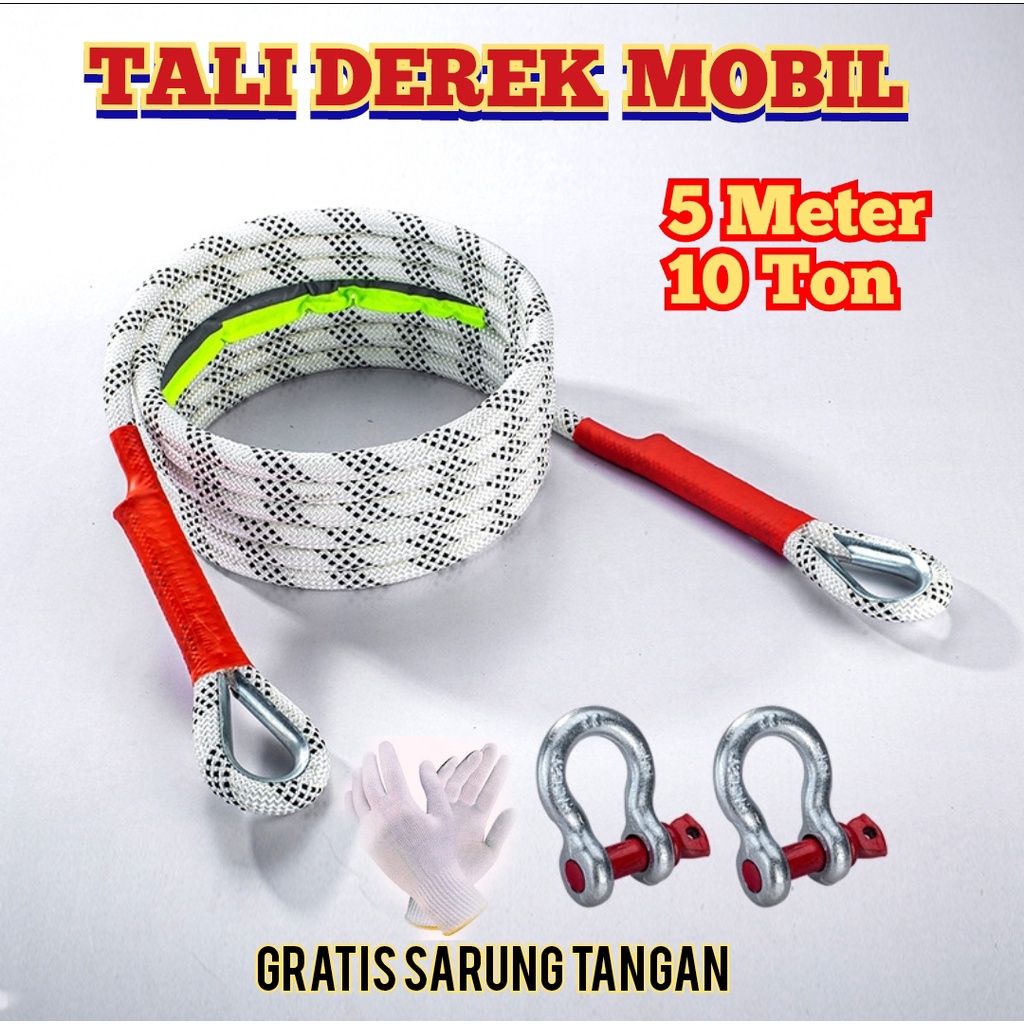 Tali Derek Mobil 5 Meter 10 Ton / Emergency Tow  Rope / Tali Polyester Mobil Derek