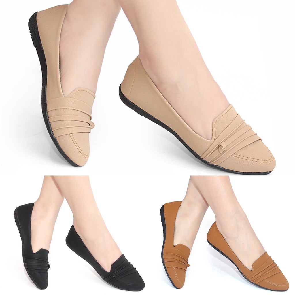 Sepatu Flatshoes Wanita Casual Murah Karet BRS16