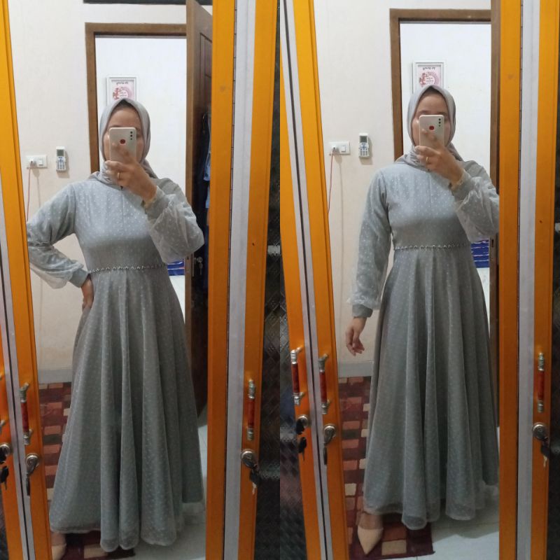 preloved gamis velvet mix tule doty