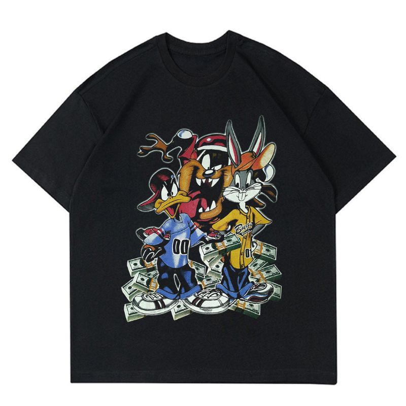 TSHIRT | OVERSIZE | KAOS VINTAGE LOONEY TUNES "DOLLAR" | T-SHIRT CARTOON 90'S VINTAGE | BAJU HITAM K