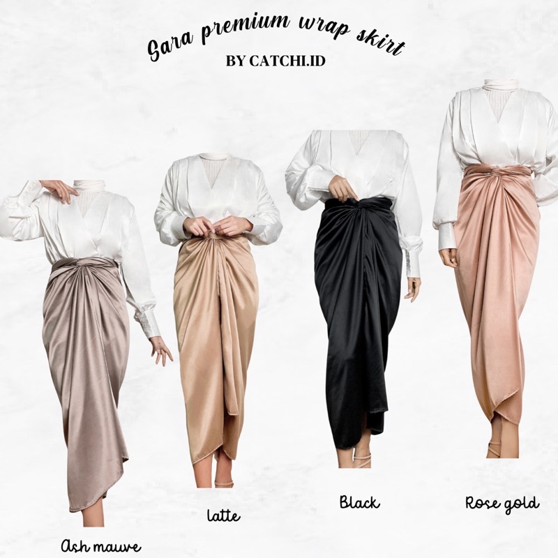SARA WRAP SILKY SKIRT ROK LILIT SATIN PREMIUM SILKY