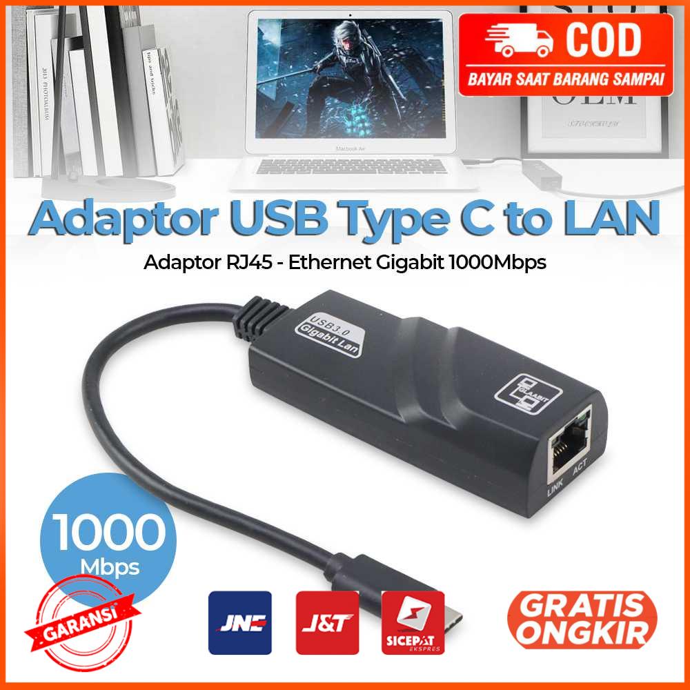 Adaptor USB Type C to LAN RJ45 Ethernet Gigabit 1000Mbps TD1000