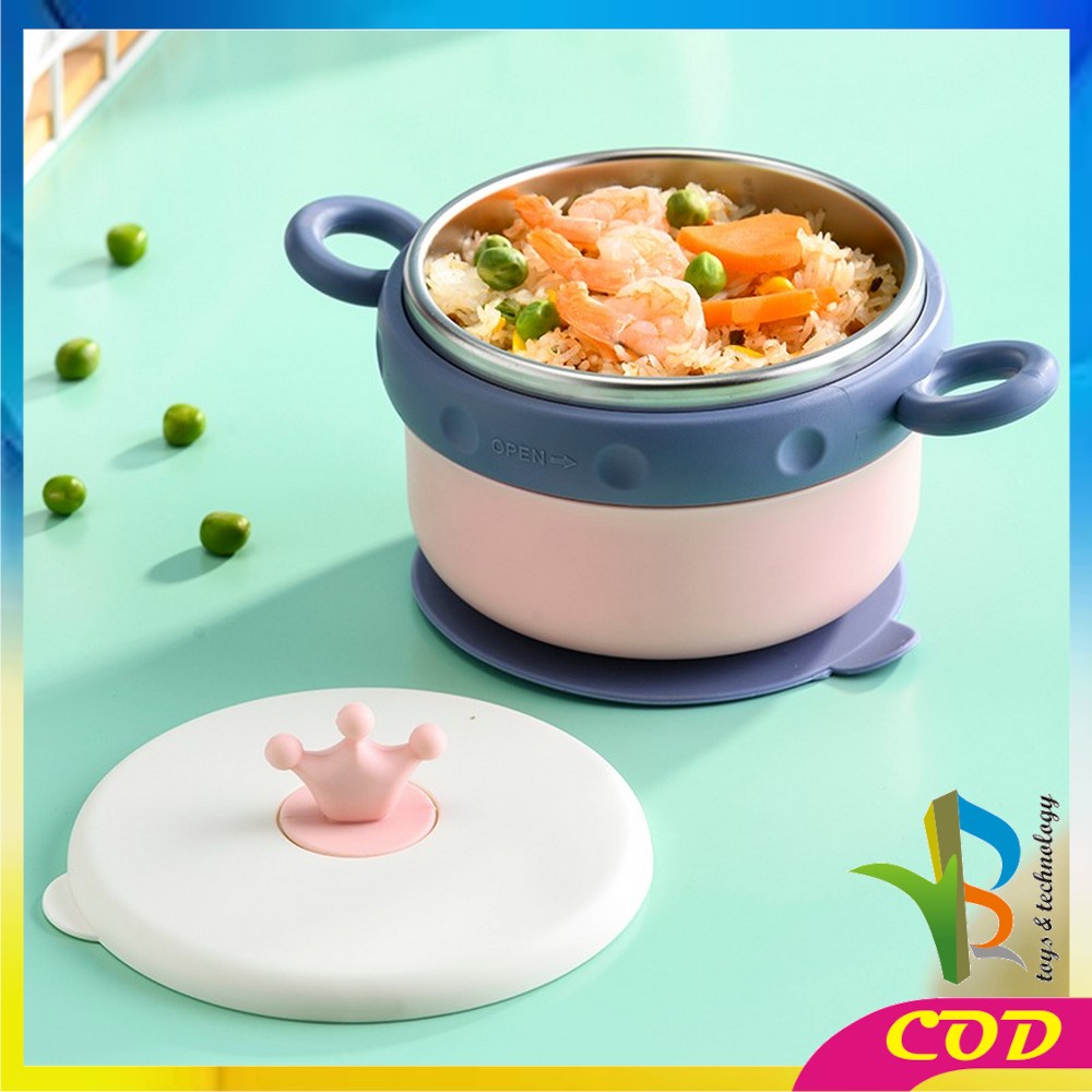 RB-C351 Mangkok Cangkir Stainless Crown Fresh Bowl Set Mangkok Makan Stainless Steel + Tutup / Mangkok Sup Tempat Makan Mie Instan / Mangkuk Stainless Anti Bocor