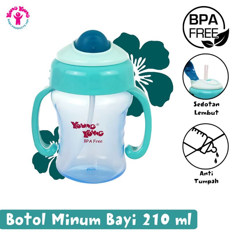 Young Young Botol Minum Bayi Anti Tumpah 210ml / Botol Anak Anti Tumpah