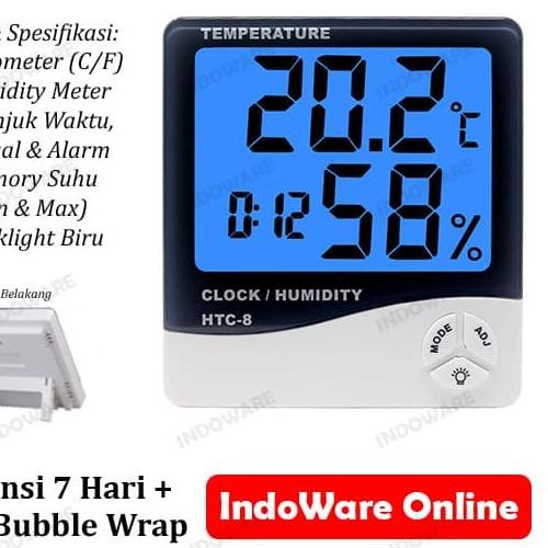 HTC-8 Termometer Hygrometer Ruangan Digital Jam Thermometer In/Out