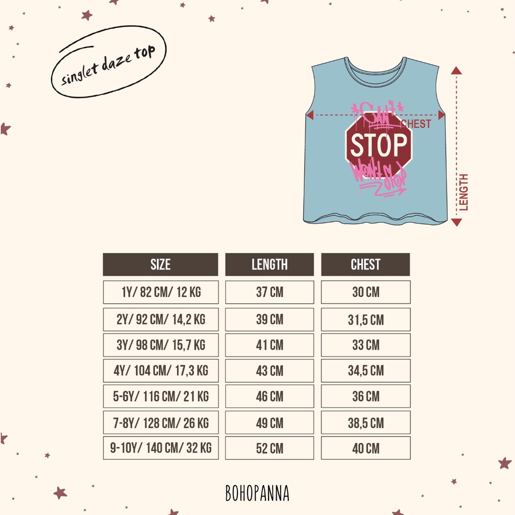 Bohopanna Singlet Daze Top Singlet Anak Unisex