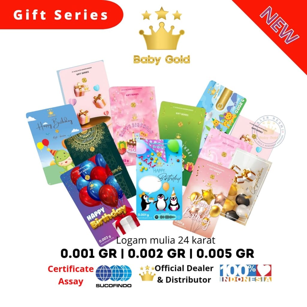 Jual BABY GOLD GIFT SERIES 0.001gr 0.002gr 0.005gr EMAS MINI LOGAM