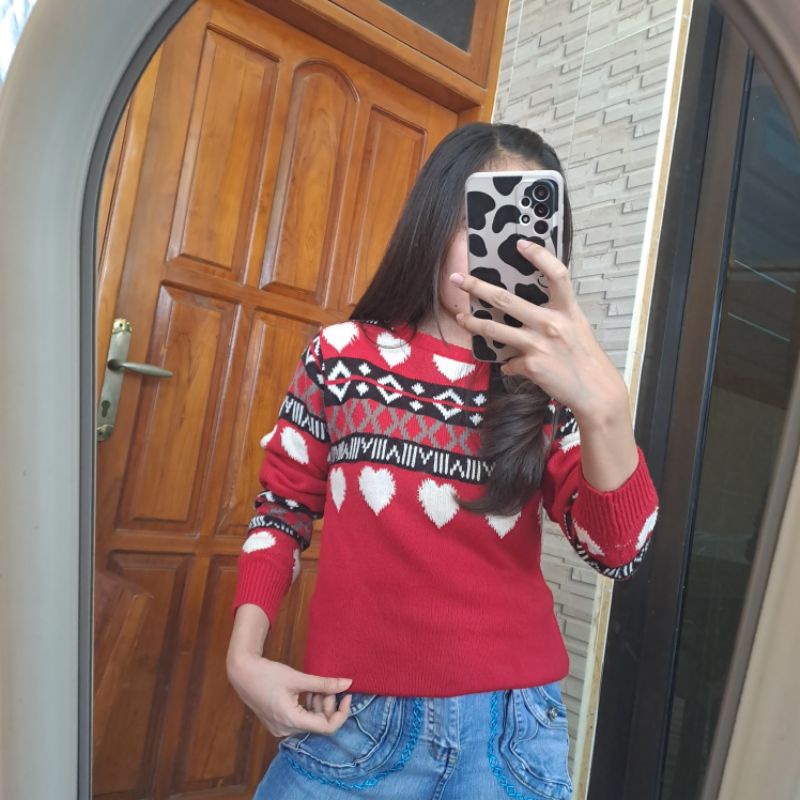 PRELOVED SWEATER RAJUT MOTIF TUNIK