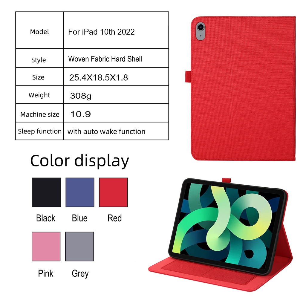 Flip Case Dompet Kulit Tekstur Anyaman Cover iPad 10 (2022) 10.9 &quot;Gen 10.9&quot; A2757 A2777