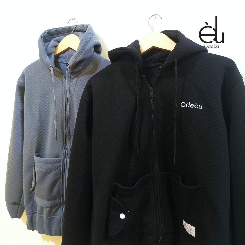 ODECU PREMIUM HOODIE ZIPPER KNIT DIAMOND EMBOSS