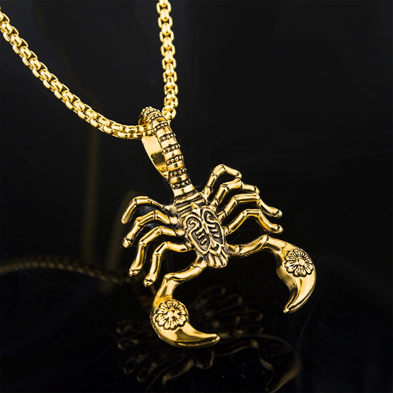 Fancyqube Kalung Liontin Kalajengking Scorpion Gaya Punk Rock Antik Untuk Pria
