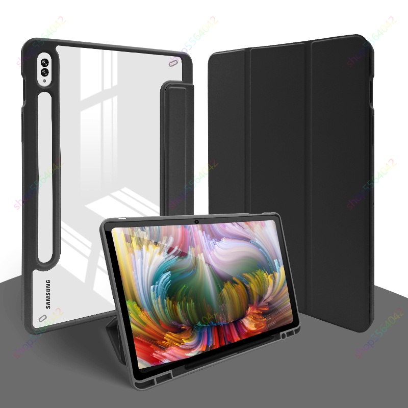 DETACHABLE Hybrid Magnetic Flip Smart Cover Leather Stylus Spen Holder Samsung Tab s6 lite Tab s7 s8 a7 lite S7 FE CASE COVER CASING Transparan