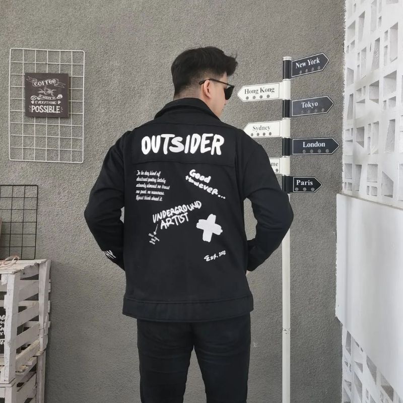 OUTSIDER Jacket Unisex Cewek Cowok Oversize Size M.L.XL | Jaket Oversize Cewek Cowok Korean Style | Jaket Oversize