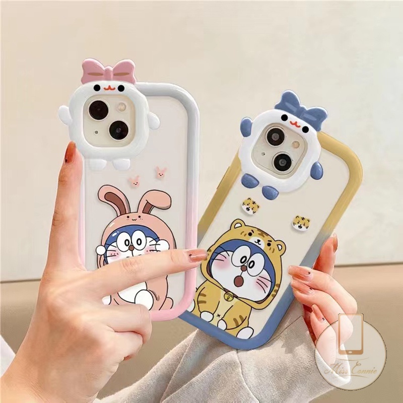 Casing Couple Case Realme C33 C25 C35 C30 8i 9Pro+ C25s C31 9i C25Y C20A C21Y C12 C21 C11 C17 C15 C3 8c20 6i 7i 5s 5 5i Cute 3D Bow-knot Monster Lens Lovely Doraemon Shockproof Soft Case