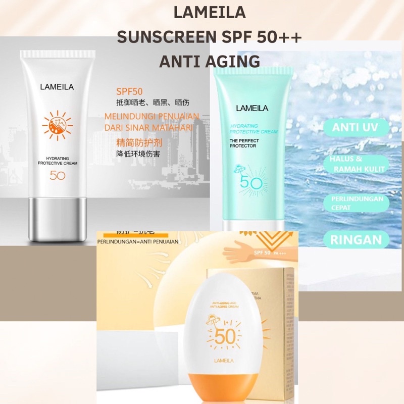 LAMEILA Sun Block SPF 50 Sun Screen Wajah Tahan 12 Jam PA+++ Egg Sunblock LA065