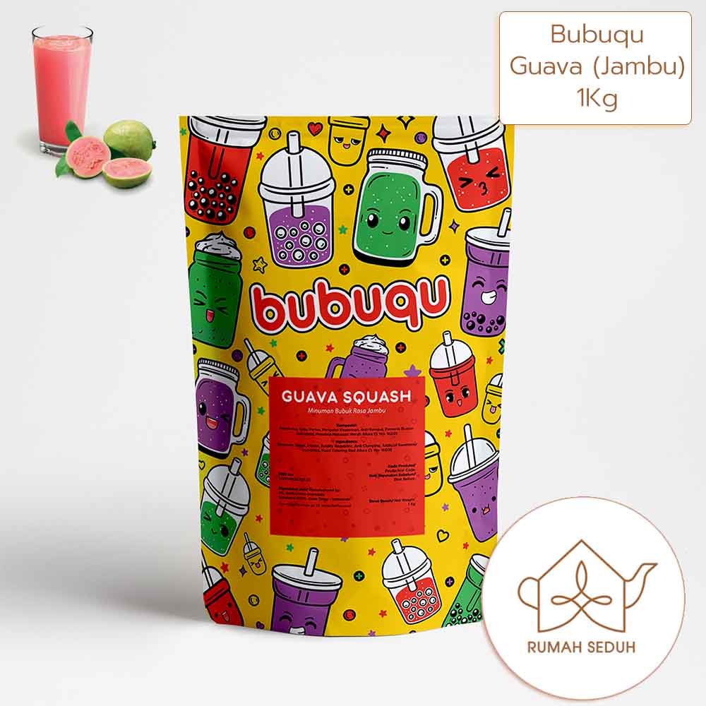 1Kg Bubuqu Guava Squash Powder - Minuman Bubuk Rasa Jambu Biji Segar