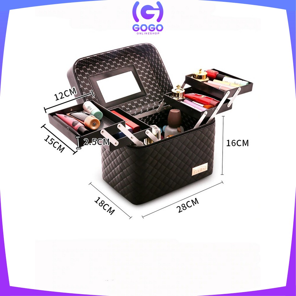 GOGO-K1 BOX MAKE UP/Kotak Kosmetik/Beauty Case/Tas Kosmetik/Make Up Case/ WATERPROOF/Koper Makeup
