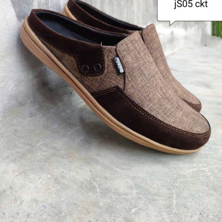 CUCI GUDANG Selop bustong kain sintesis tersedia size39_ 44 . sepatu casual slip on pria ♪ 850