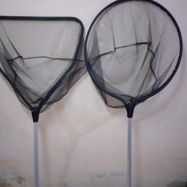 Jaring serok penangkap ikan koi besar D60 diameter 60 cm gagang 100 cm