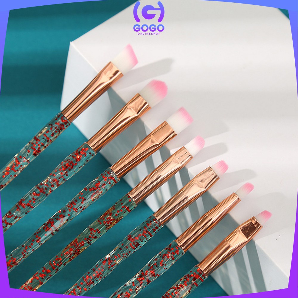 GOGO-K100 Kuas Make Up Set 7IN1 Glitter Brush Make Up Set / Brush Set Glitter / Beauty Tools Set Eyeshadow Concealer Foundation