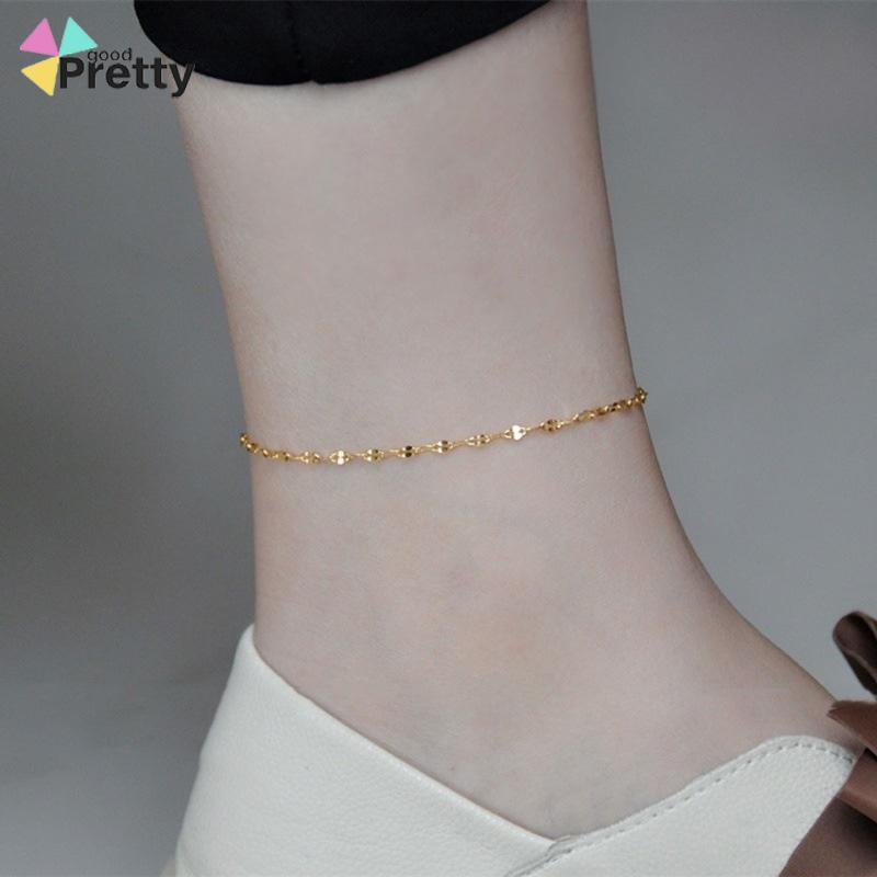 Anklet Emas 18K Wanita Titanium Steel Fairy Sederhana Tidak Memudar Rantai Tipis - PD