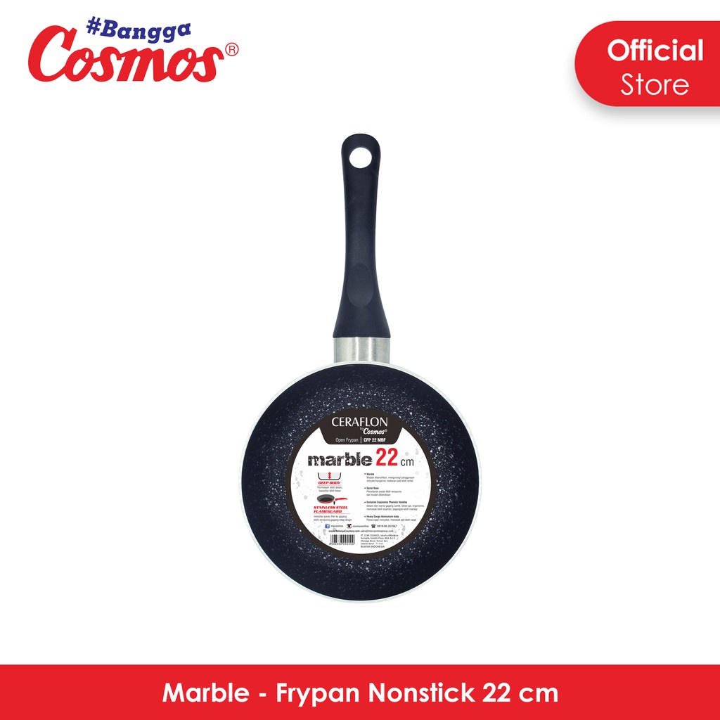 Frypan Cosmos 26 24 22 20 18 cm Ceraflon MARBLE Non Stick Wok MARBEL Teflon Anti Lengket Penggorengan CFP MB