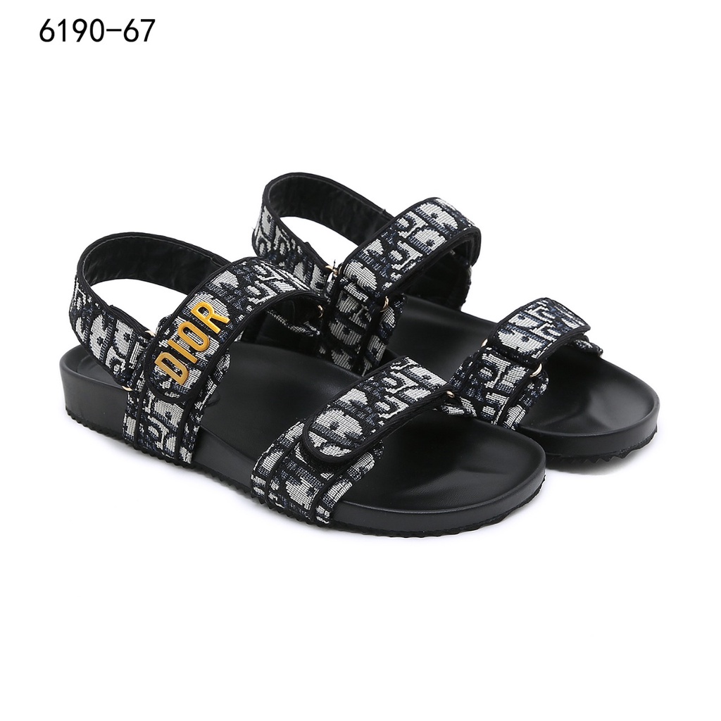 DR Oblique Jacquard Flat Sandals Ankle Strap 6190-67