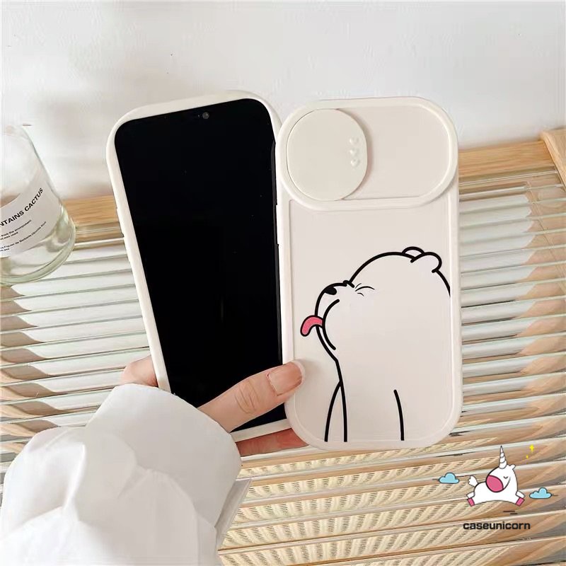 Soft Case Pelindung Lensa Kamera Motif Kartun Beruang Untuk IPhone 7Plus 8Plus XR 11 13 12 Pro Max 7 8 Plus X XS Max 11 Pro Max