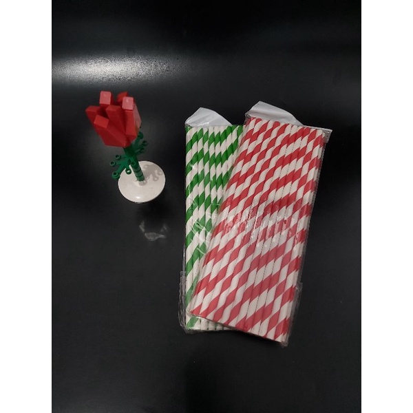 SEDOTAN KERTAS PAPER STRAW MERAH PUTIH, HIAU PUTIH, PUTIH POLOS 5ML