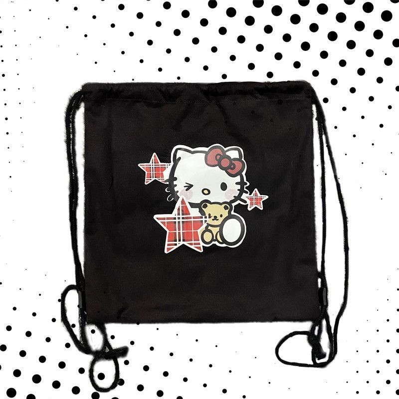 Sera sweetheart EGG original homemade spoof hellokitty shoulder canvas bag cute y2k star drawstring bag