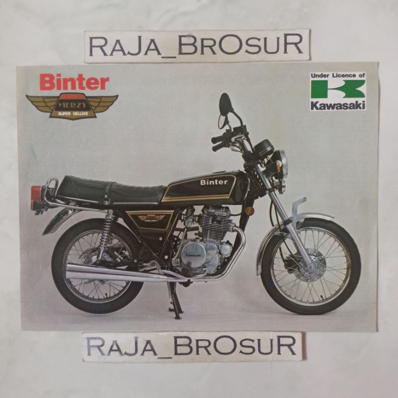Poster brosur katalog flyer jadul lawas Kawasaki Binter Merzy KZ200 KZ 200 Hitam 1980-1981