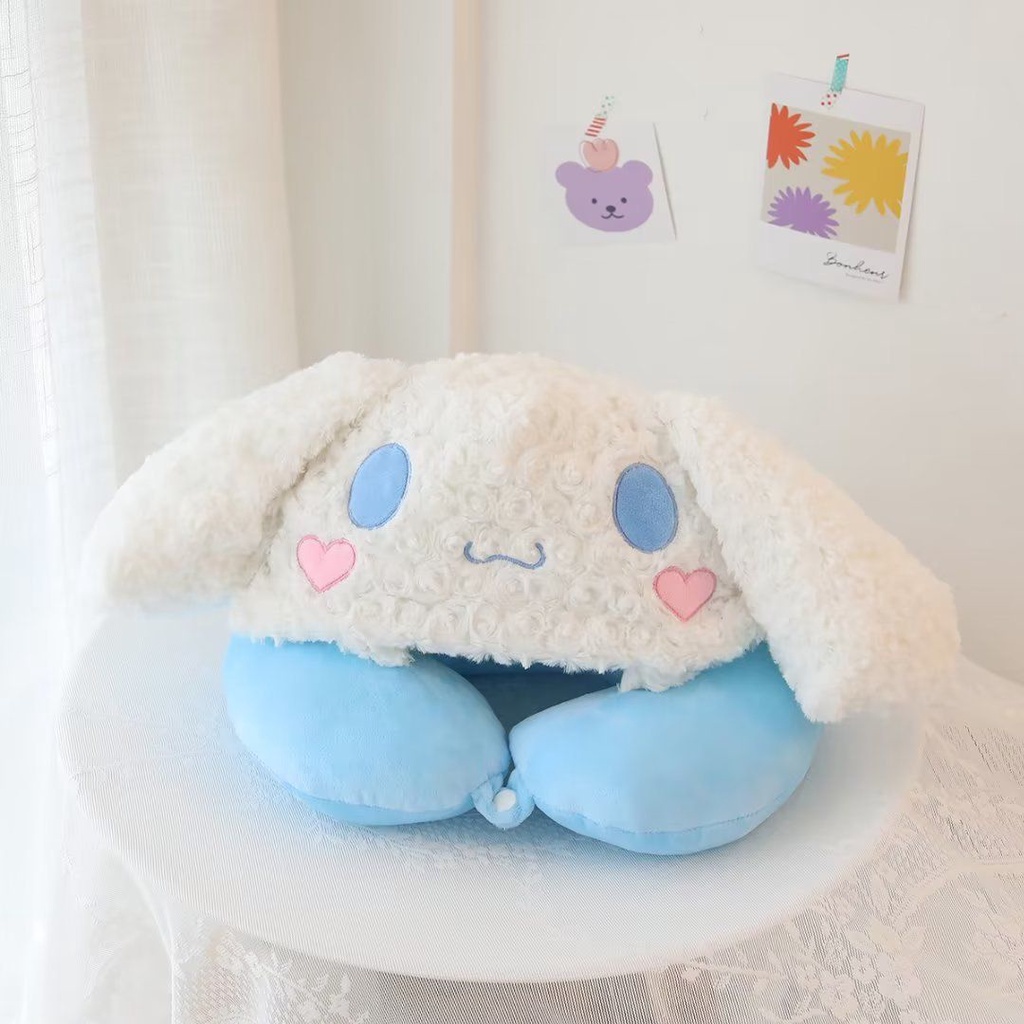 BANTAL LEHER BONEKA CINNAMOROLL MELODY KUROMI POCHACCO DOG NECK PILLOW IMPOR LUCU