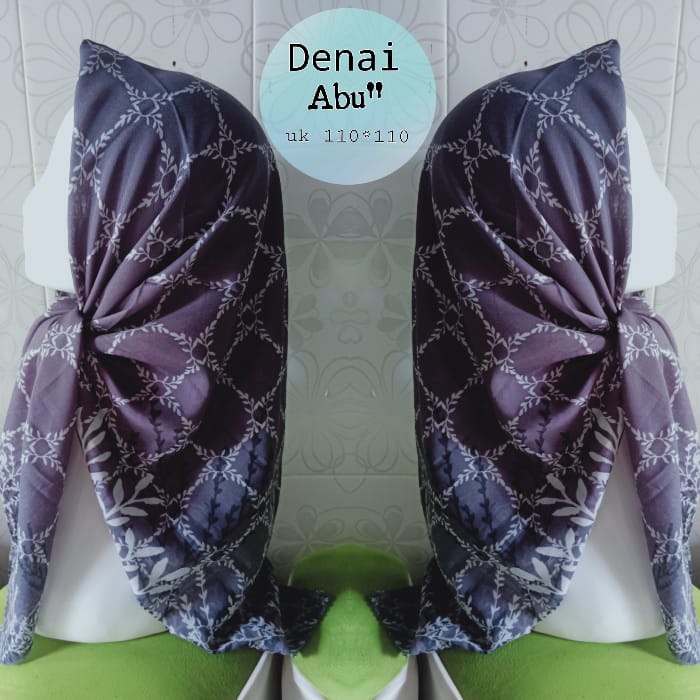 Segi empat Denai Hijab Voal Denay Segi empat motif printing premium hijab MOTIF DENAI ABU"TUA