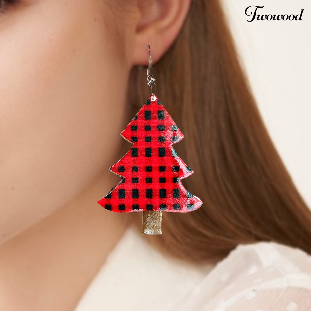 1 Pasang Anting Desain Santa Bahan Akrilik Untuk Wanita