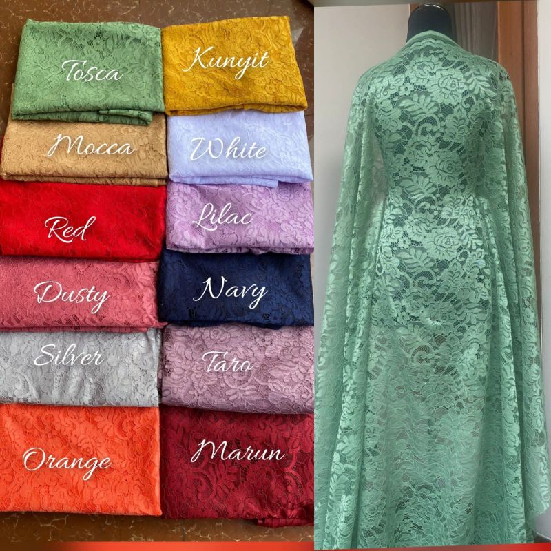 PROMO Kain Brokat Kebaya/ Kain Brukat Bridesmaid / Kain Brokat Burkat Meteran/ Kain Brukat Brokat Me