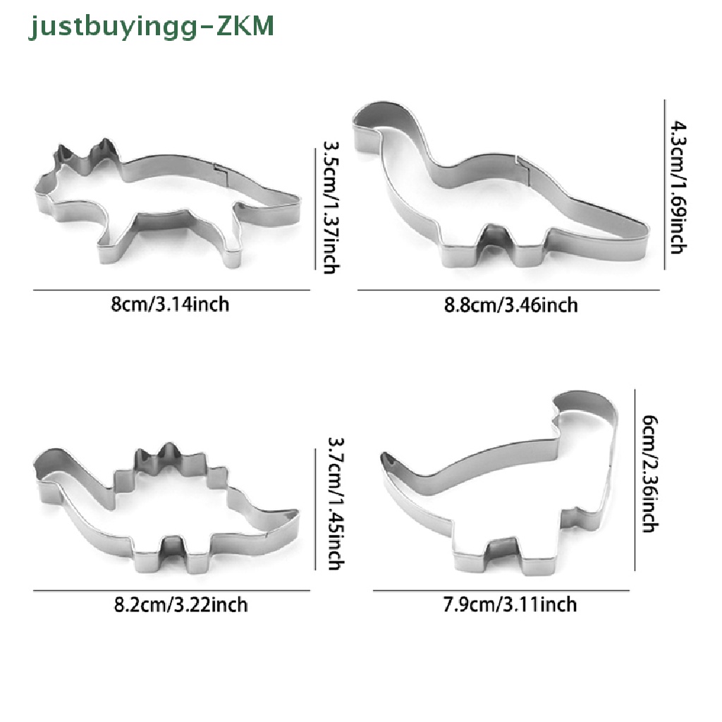 1 / 4Pcs Cetakan Kue Bentuk Dinosaurus Bahan Stainless Steel Untuk Anak