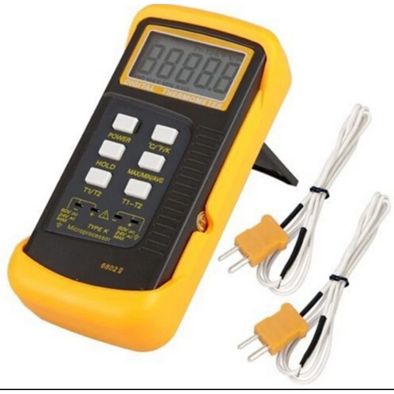 Digital Thermometer Thermocouple Termokopel Dual Channel Type K 6802II