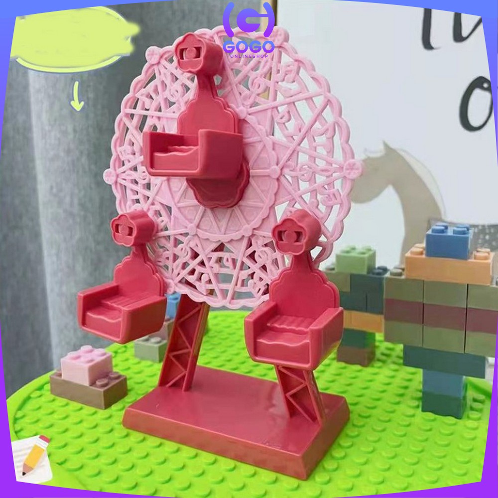 GOGO-M212 Mainan Balok Susun Theme Park Mini Set Meja DIY Building Block Mainan Edukasi Anak Bongkar Pasang Blok Bricks