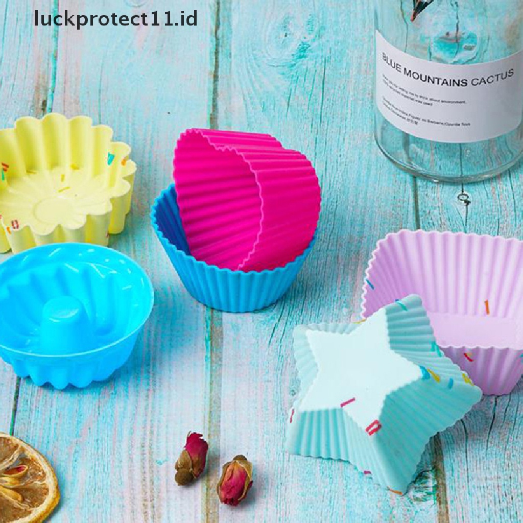 1pc Cetakan Cupcake Bahan Silikon Aneka Warna Acak