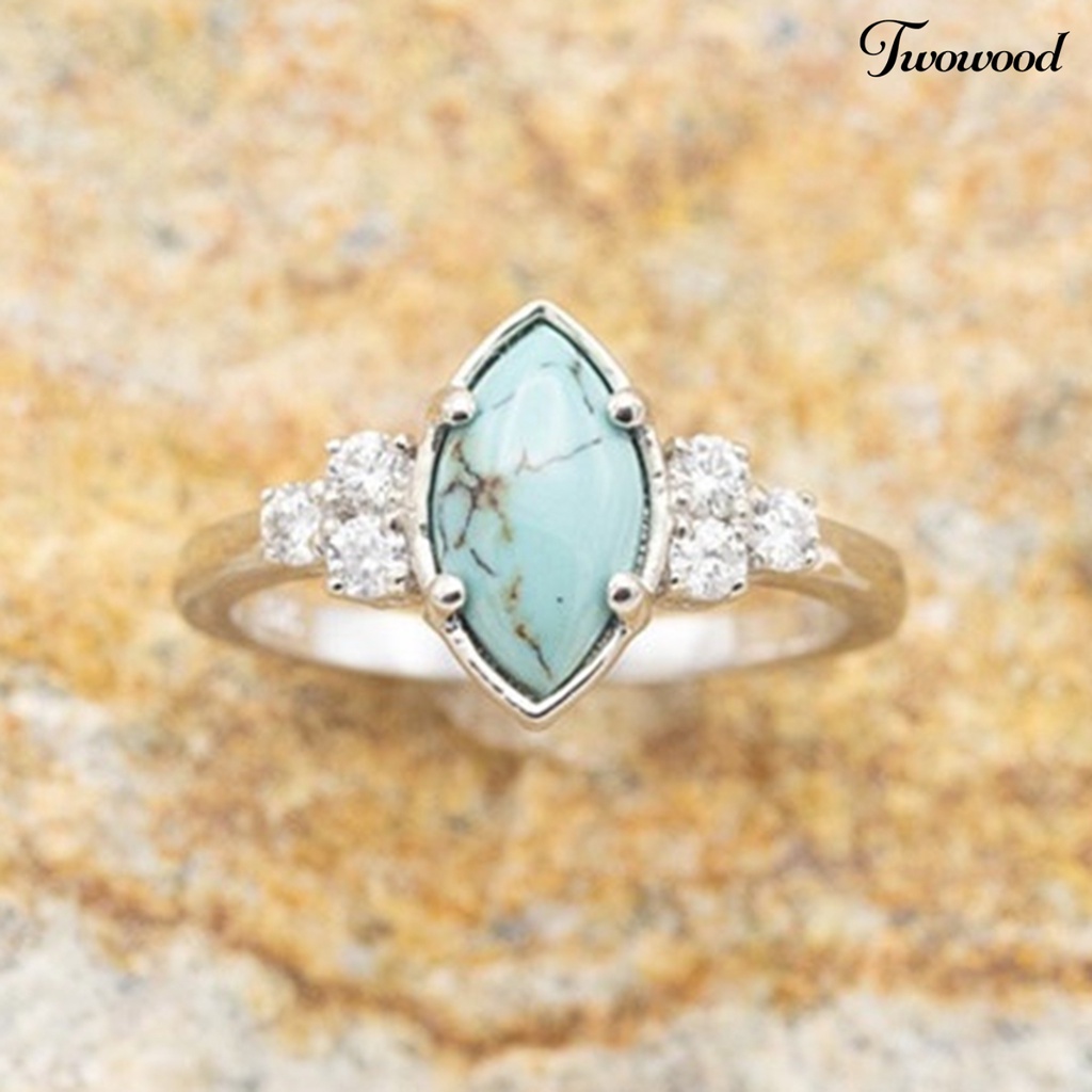 3pcs / Set Cincin Batu Turquoise Imitasi Untuk Wanita