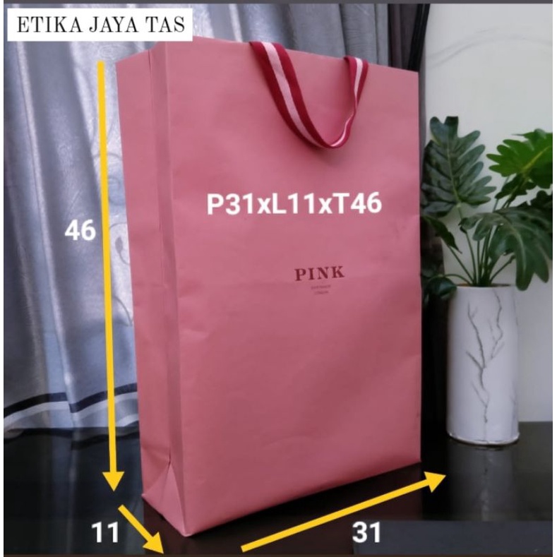 paperbag tas kertas kraft pink uk besar