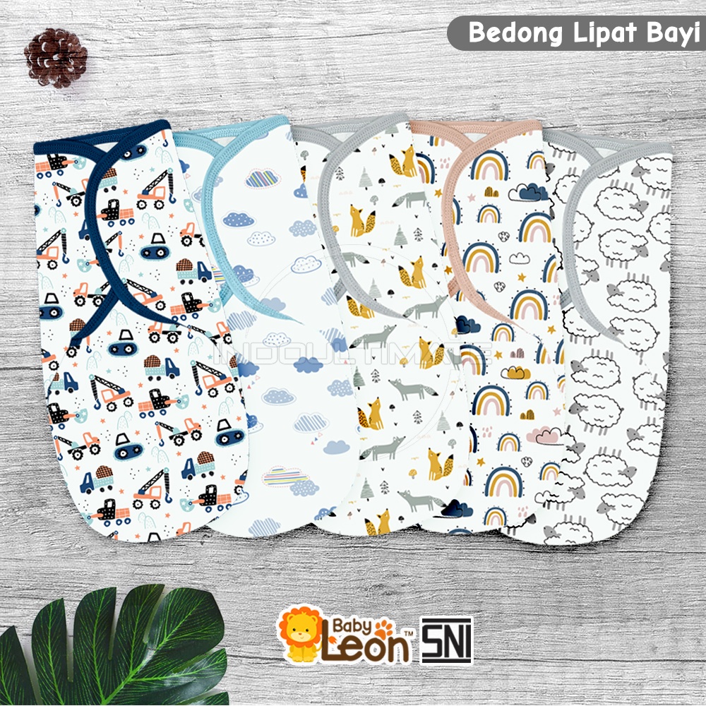 Bedong Bayi Instan Kain Bedong Lipat Motif SNI BABY LEON BC-108 Bedong Bayi Single Knit newborn