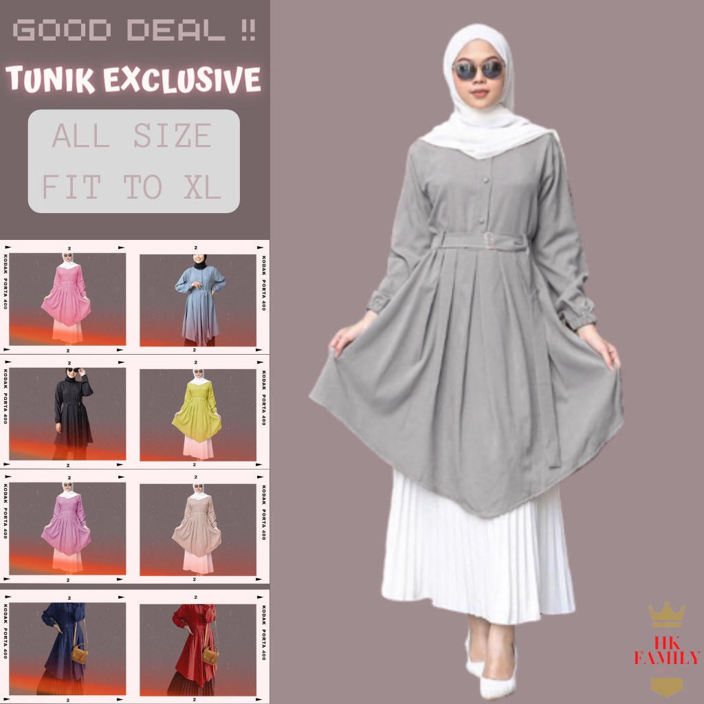 Atasan Long Tunik Polos Long Dress Tunik Lengan Panjang Atasan Tunik Wanita