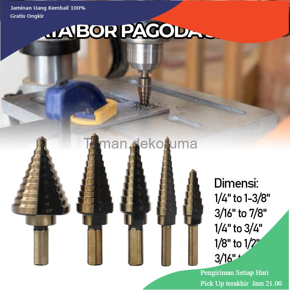 TD-PR2 Taffware Mata Bor Pagoda Spiral Drill Step Down Tipe 2 5PCS - BIHH463A