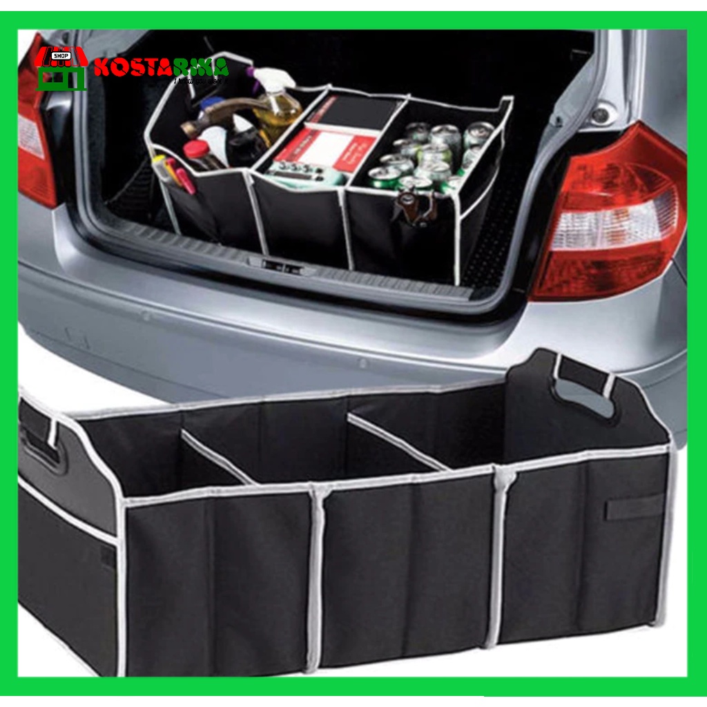 KOSTARIKA Car Box LIST PUTIH Organizer Rak Robil, Car Trunk Organizer Bagasi Mobil Menyimpan Belanjaan Dan Alat