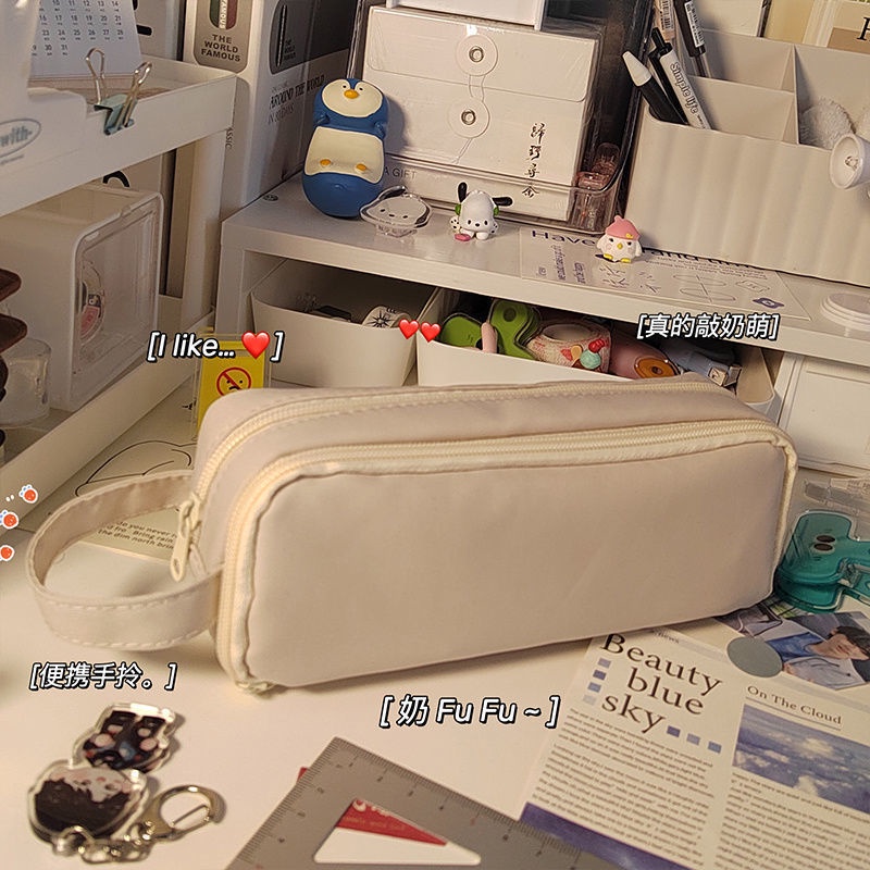 ✘﹍Sera   Korea Sederhana Kapasitas Besar Tempat Pensil untuk Siswa SMP Ujian dengan Nilai Tinggi Bintang Mengejar Tas Alat Tulis DIY Tempat Pensil