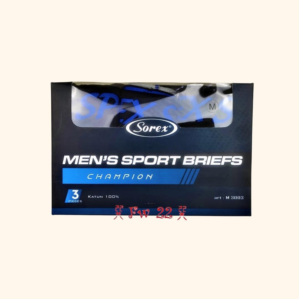 Celana Dalam Pria Sorex Model Sport M3003 Bahan 100% Katun Anti Iritasi dan Lembut