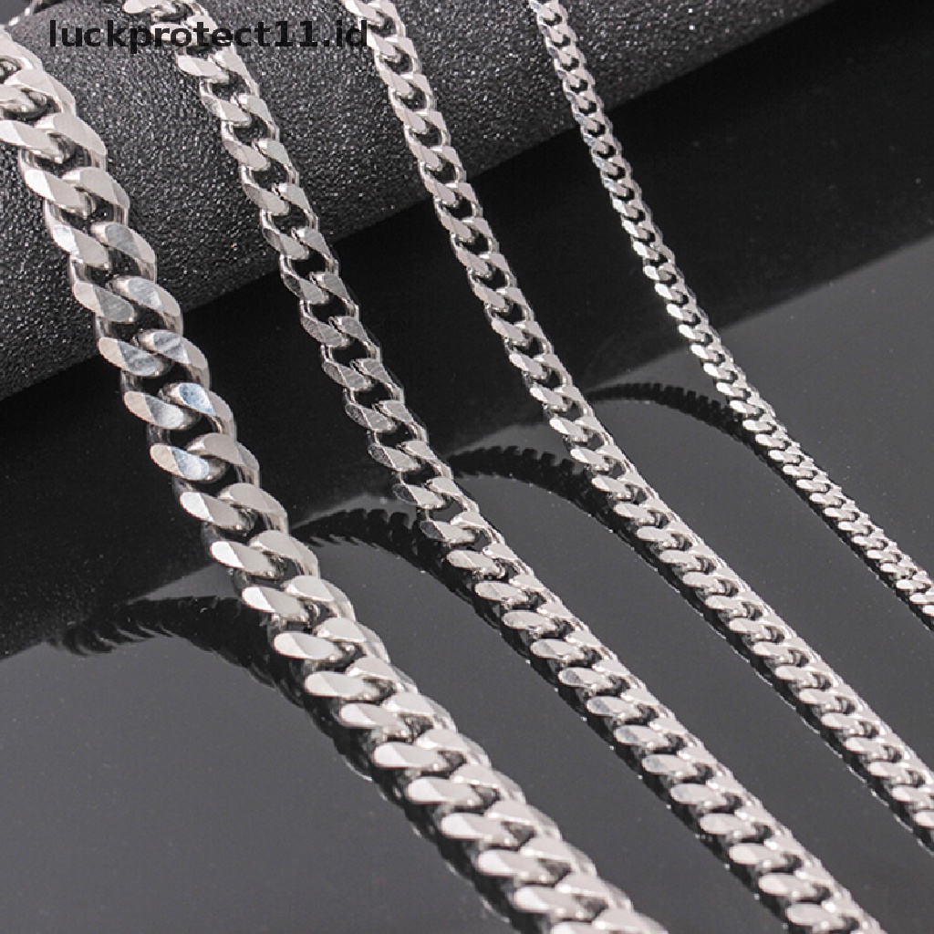 Kalung Rantai Bahan Stainless Steel Ukuran 4-6mm Gaya Hip Hop Untuk Pria