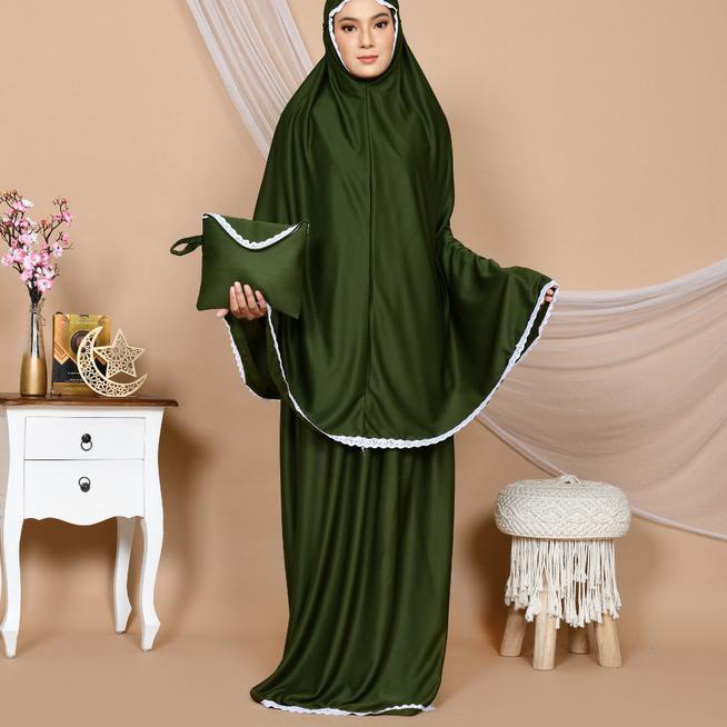 Mukena Siti Khadijah Signature Aluna - Ash Green - Abu-abu